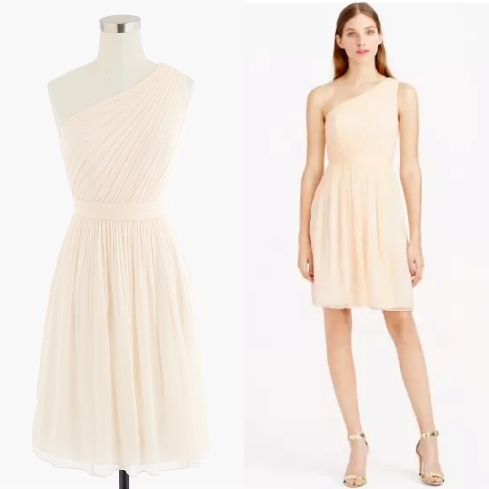 NEW J. Crew Chiffon Silk Kylie Dress Champagne Size 6 Tall (T6) - Picture 3 of 7
